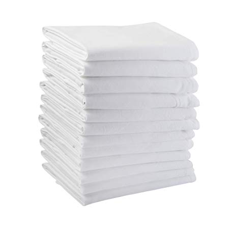Flour Sack Towels, Set of 12, Multi-Purpose White Kitchen Towels, 100% Cotton, 28 x 28, Very Soft, Highly Absorbent, Tea Towels for Embroidery, Pre Washed to minimize Shrinkage