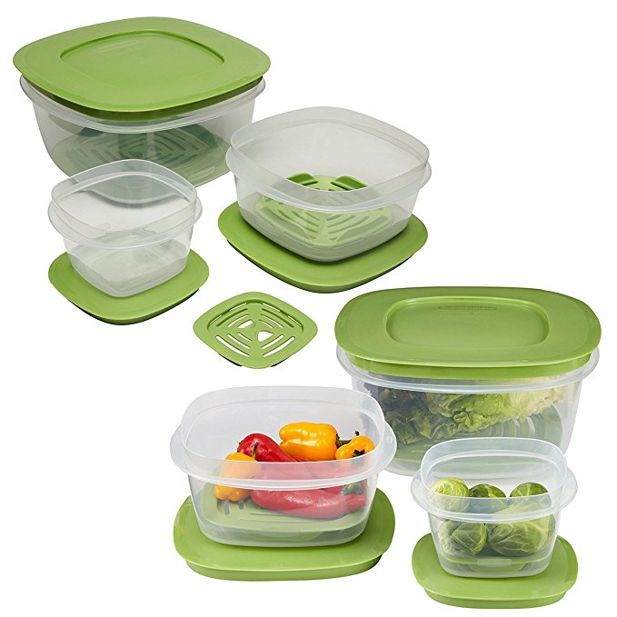 Rubbermaid 12pc Set Of Produce Saver Plastic Food Storage Containers With Lids & Fresh Vent for Breathability