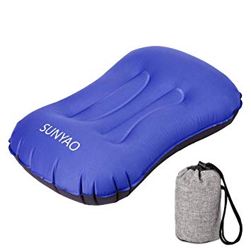 SUNYAO Ultralight Inflatable Camping Pillows - Compressible, Compact, Inflatable, Comfortable, Ergonomic Pillow for Neck & Lumbar Support While Camping,Backpacking,Hiking
