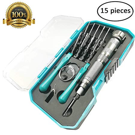 Precision Screwdriver set, 15 in 1 Professional Electronics Repair Tool Kit, Magnetic Driver Kit for iPhone/Smartphone/ Game Console/Tablet/ MacBook/Watch/ Glasses/other Popular Electronic Device