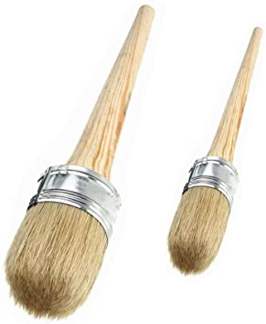 Abimars 2 PCS Chalk Paint Wax Brush Set – 1" 2" Natural Bristle Round Wax Brush for Painting or Waxing Furniture Home Décor