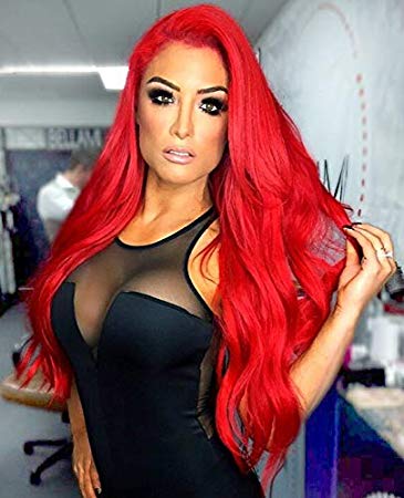 Goodly Red Lace Front Wigs for Women Fashion Glueless Long Wavy Wigs Lace Front Natural Looking Synthetic Heat Resist Quality Fiber Red Wigs
