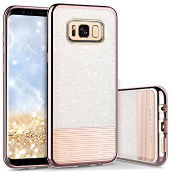 Galaxy S8 Case, Samsung Galaxy S8 Case, BENTOBEN Bling Glitter Chrome Stripe Design Hybrid TPU PC Dual Layer Shockproof Slim Protective Phone Case Cover for Samsung Galaxy S8 (5.8 Inch), Rose Gold