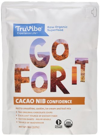 TruVibe 100% Organic Raw Cacao Nibs, Fair Trade, Criollo Cacao Variety (8 Ounce)
