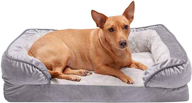 Furhaven Pet Dog Bed - Ergonomic Contour Lounger & Therapeutic Sofa-Style L Shaped ChaiseLiving Room Couch & Pet Bed w/ Removable Cover for Dogs & Cats - Available in Multiple Colors & Styles