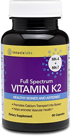 Full Spectrum VITAMIN K2 (by InnovixLabs). Provides two essential forms of K2 (MK-4   MK-7). Total of 600 mcg of K2 per capsule. Soy-free. 90 Capsules.
