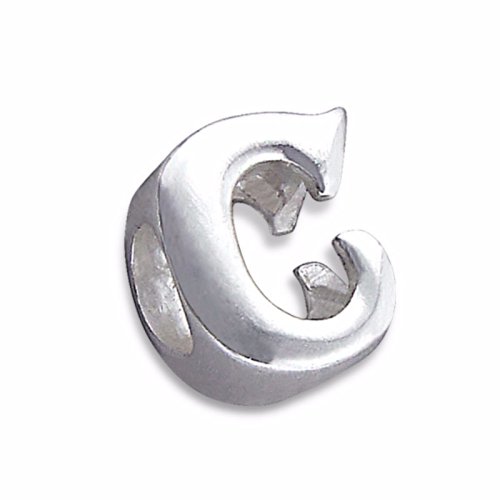 Silvadore - Silver Bead - 925 Sterling Charm 3D Slide On Initial Alphabet Capital - Fits Pandora European Bracelets Chains Necklaces - Free Gift Boxed