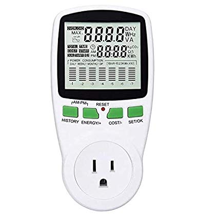 Power Meter US Plug Energy Monitor Power Consumption Electricity Usage Monitor Cost Meter Calculator Watt Voltage Amp Meter with Overload Protection (Upgraded)