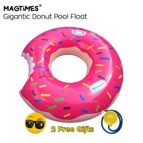 Magtimes 50" Gigantic Donut Float Pool Floats For Adult Giant Pool Float Swim Ring Summer Water Toy (Strawberry Frosted with Sprinkles)
