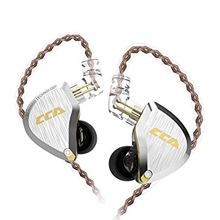 CCA C12 5BA 1DD in Ear Monitor,HiFi Bass in Ear Earphone, IEM Wired Headphones, HiFi Stereo Sound Earphones Noise Cancelling Ear Buds with 6 Balanced Armature Drivers 0.75mm 2pins Cable(No Mic,Gold)