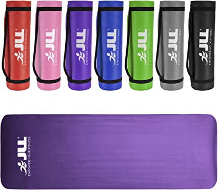 JLL® Yoga Mat Extra Thick 10mm/15mm Non-Slip Pilates Workout Exercise Mat available in Black/Blue/Purple/Pink/Green/Red. Also Ideal as Camping Mat.