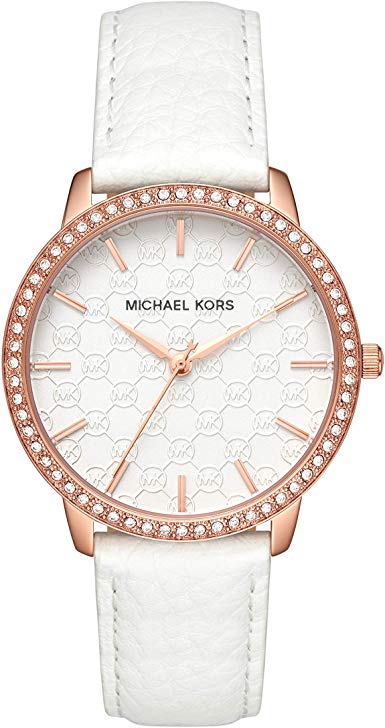 Michael Kors Women's Lady Nini Watch, Three Hand Quartz Movement with Crystal Bezel and White Logo dial