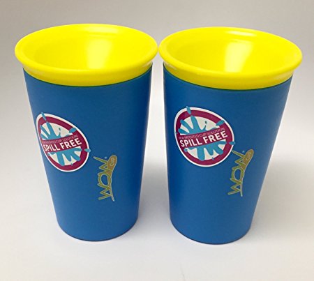 Wow Cup for Kids - NEW Innovative 360 Spill Free Drinking Cup - BPA Free - 9 Ounce (Blue), 2 Pack