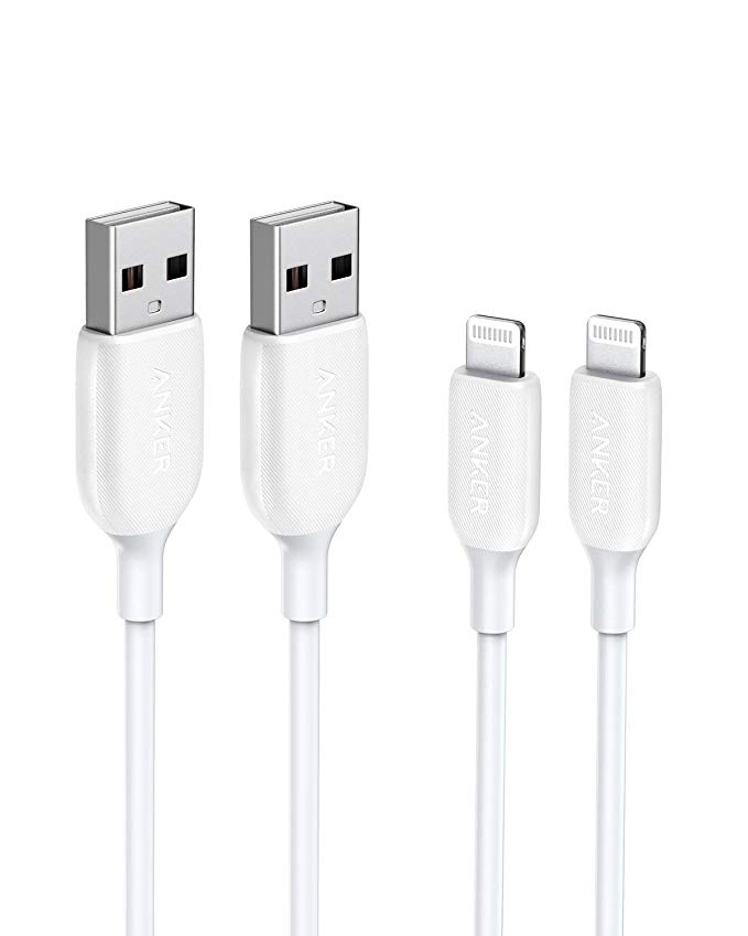 Anker PowerLine III Lightning Cable  [2-Pack, 3 ft] iPhone Charger Cord MFi Certified for iPhone 11 Pro Max, 11 Pro, X, Xs, Xr, Xs Max, 8, 8 Plus, 7, 7 Plus, 6, 6 Plus and More, Ultra Durable (White)