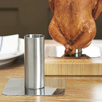 Beer Can Roaster - Stainless Steel BBQ Beer Can Chicken Roaster with Instructions and Recipes