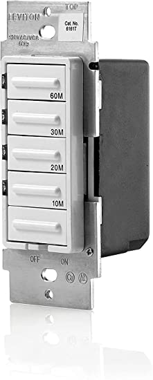 LTB60-1LZ Decora 1800W Incandescent/20A Resistive-Inductive 1HP Preset 10-20-30-60 Minute Countdown Timer Switch, White/Ivory/Light Almond faceplates included, 1 Set, White/Ivory/Light Almond