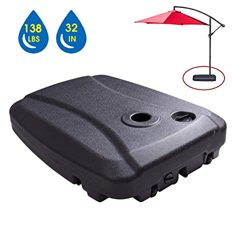 LOKATSE HOME Outdoor Patio Umbrella Base Stand Plastic Water Weighted Heavy Duty with Weels Holder, 4, Large