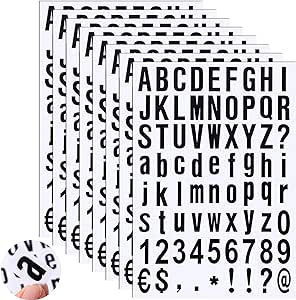 8 Sheets Self-Adhesive Vinyl Letters Numbers Kit, Mailbox Numbers Sticker for Mailbox, Signs, Window, Door, Cars, Trucks, Home, Business, Address Number (1 Inch, Black In White)