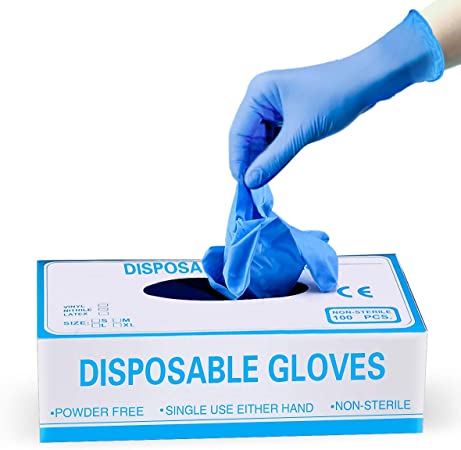Tvird 100 PCS Disposable PVC Gloves, Disposable Medical Gloves, Household Gloves for Protection, Food Processing, Baking, Household Cleaning, Beauty Nails Blue BLUE Extra Large