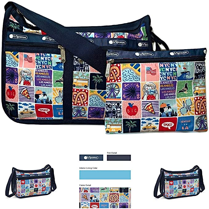 LeSportsac NY to LA Deluxe Everyday Crossbody Bag   Cosmetic Bag, Style 7507/Color K602 (New York to Los Angeles, Exclusive)