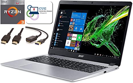 2020 Newest Acer Aspire 5 Slim Laptop 15.6 FHD IPS Display, AMD Dual Core Ryzen 3 3200u, 4GB RAM, 128GB SSD, Vega 3 Graphics, Backlit Keyboard, HDMI, Windows 10 w/ CUE Accessories