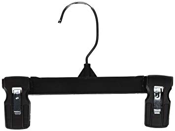 Hanger Central Bottom Skirt and Pants Hangers Recycled Plastic Heavy Duty Space Saving Thin Non Slip Black Pinch Clip Clasp Break Resistant Grip Hangers with Polished Metal Swivel Hooks (25, 8")