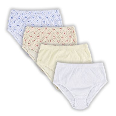 Knitlord Women's Comfort Revolution Underwear Plus Size Print Cotton Briefs Panties (4-Pack)