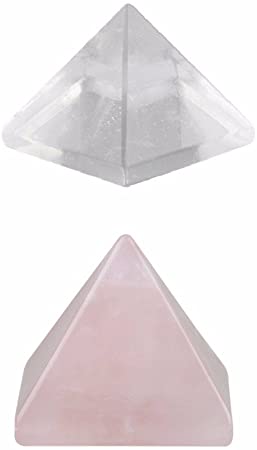 rockcloud Healing Rose Crystal Rock Quartz Pyramid Metaphysical Stone Figurine(Pack of 2)