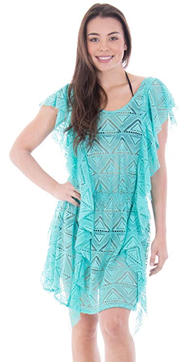 Women's Fashion Summer Crochet Swimwear Cover Up Beach Dress