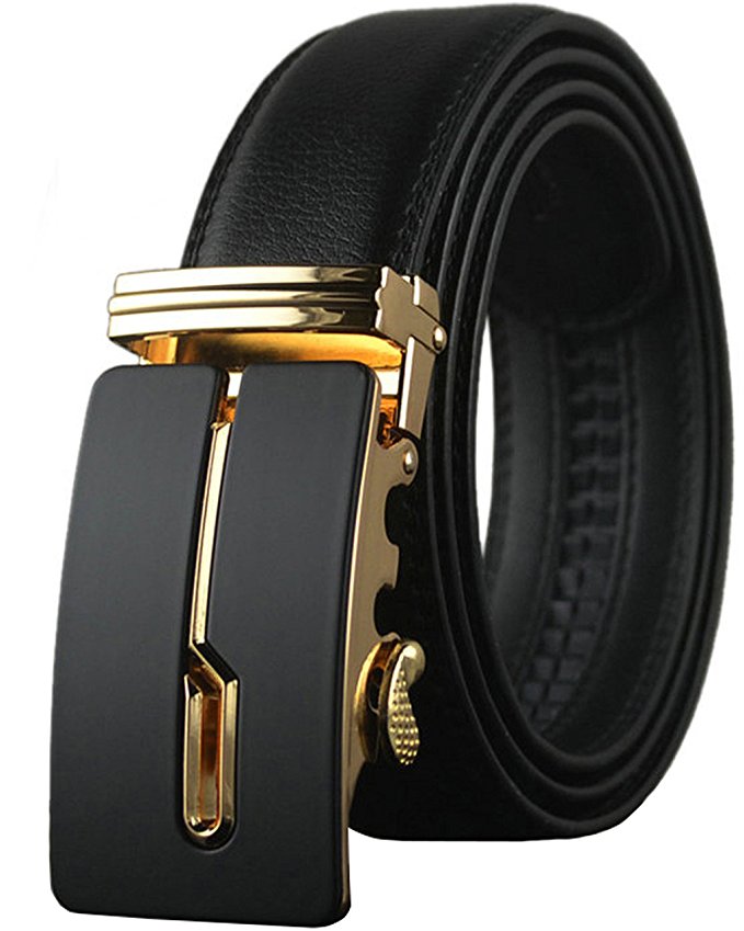 Men's Belts Leather Designer Black Automatic Buckle Ratchet Belt for Men