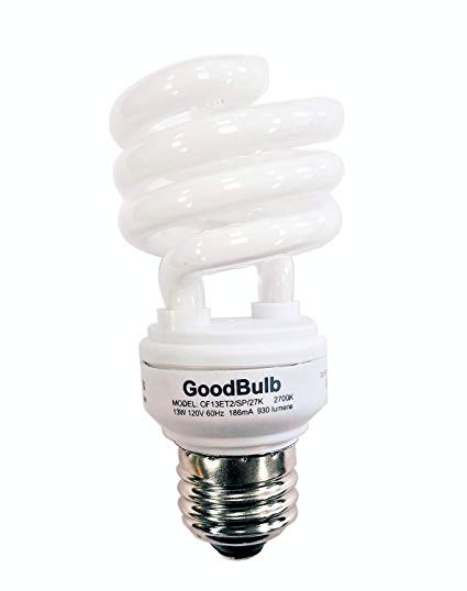 13 Watt Compact Fluorescent Bulb - Warm White Light Bulb - Ultra Mini Spiral CFL Light Bulbs - 2700K - E26 Base - 2 Pack - GoodBulb
