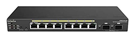 EnGenius 8 Gigabit 802.3af PoE Port Layer 2 Managed Switch, 2 SFP Ports, 61.6W PoE Budget with Centralized Network Management [Managed up to 50 EnGenius APs] (EWS2910P)