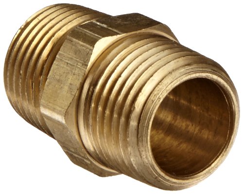 Anderson Metals 56122 Brass Pipe Fitting, Hex Nipple, 1/2" x 1/2" NPT Male Pipe