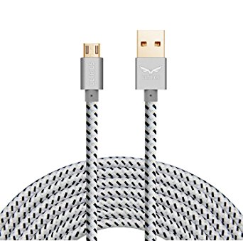 ULTRICS® Micro USB Cable, High Speed Upgraded Metal Shield Version Nylon Braided USB2.0 A Male to Micro B Sync and Charging Cord for Android Devices, Samsung Galaxy Sony Motorola and More [1M White]