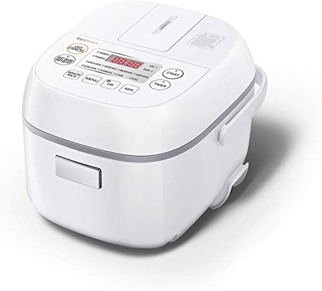 Toshiba Digital Programmable Rice Cooker, Steamer & Warmer, 3 Cups Uncooked Rice with Fuzzy Logic and One-Touch Cooking, 24 Hour Delay Timer and Auto Keep Warm Feature, White