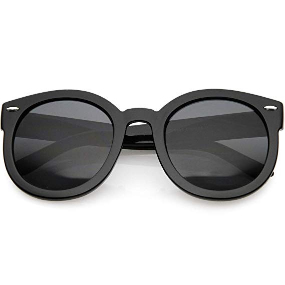 zeroUV - Round Retro Oversized Sunglasses for Women with Colored Mirror and Neutral Lens 53mm