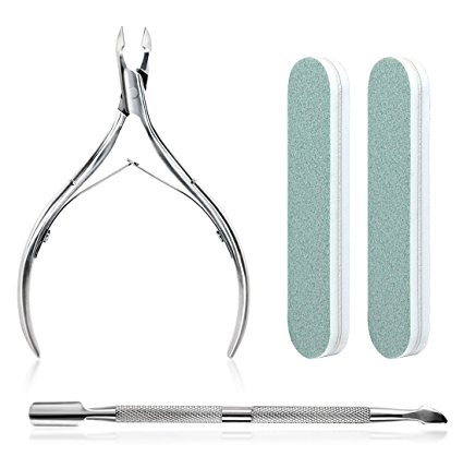 Cuticle Nipper and Cuticle Pusher Stainless Steel Manicure and Pedicure Tool by Blisstime