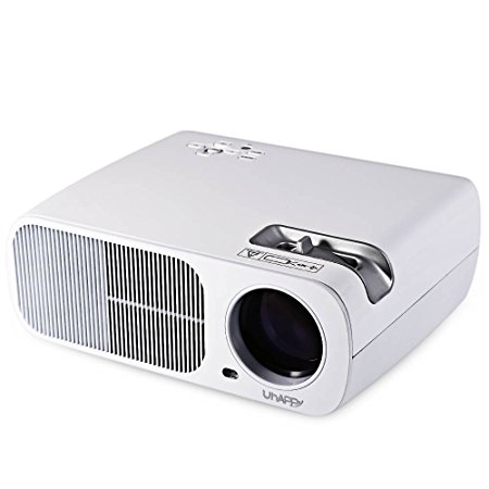 Uhappy U-20 LCD Projector 2600LM 800480 Pixels 1080P TV DTV AV Y-Pb-Pr USB HDMI AV Input with IR Remote Control / Keystone Correction Support Home Theater Projector, White