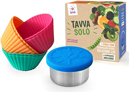 TAVVA Silicone Cupcake Muffin Baking Cups Liners 6 Pack Reusable Non-Stick Cake Molds Sets w/Salad Dressing Container To Go Leak-proof Stainless Steel 1.5oz
