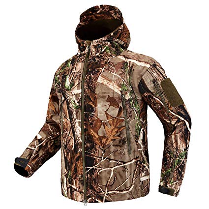 CARWORNIC Men's Tactical Outdoor Hunting Jacket Waterproof Softshell Fleece Camouflage Jackets