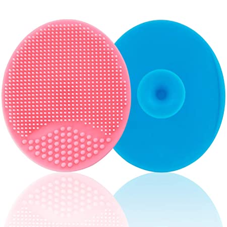 Baby Bath Brush, Baby Cradle Cap Brush, Silicone Massage Brush, Silicone Scrubbers Exfoliator Brush | The SkinSoother Baby Essential for Dry Skin, Cradle Cap and Eczema (Large-Blue & Pink)