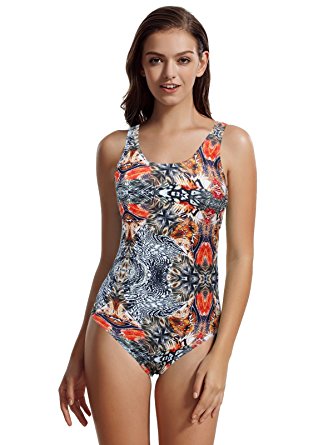 zeraca Women's Sport Racerback One Piece Swimsuit Swimwear