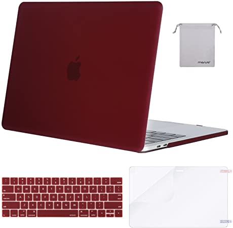 MOSISO MacBook Pro 15 inch Case 2019 2018 2017 2016 Release A1990 A1707, Plastic Hard Shell Case&Keyboard Cover&Screen Protector&Storage Bag Compatible with MacBook Pro 15 Touch Bar, Marsala Red