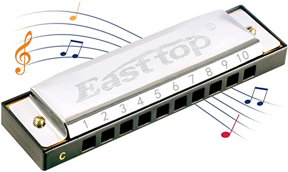 East top Harmonica For Kids, C Key 10 Holes Blues Harmonica for Beginners and Adults, Mouth Organ Blues Harp Diatonic Harmonica for Christmas' Gift