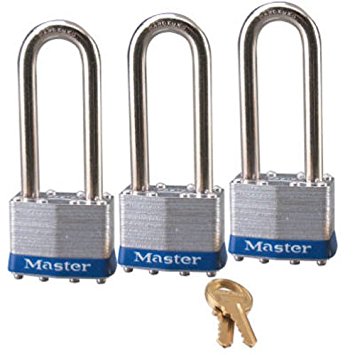 Master Lock 1TRILJ Keyed-Alike Wide Laminated Locks with 2-1/2-inch Shackles, 1-3/4-inch, 3-Pack