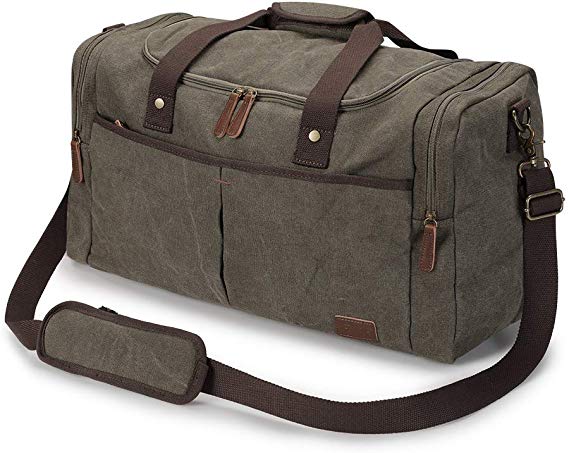 S-ZONE Travel Canvas Duffel Tote Weekender Bag Shoes Compartment Shoulder Strap