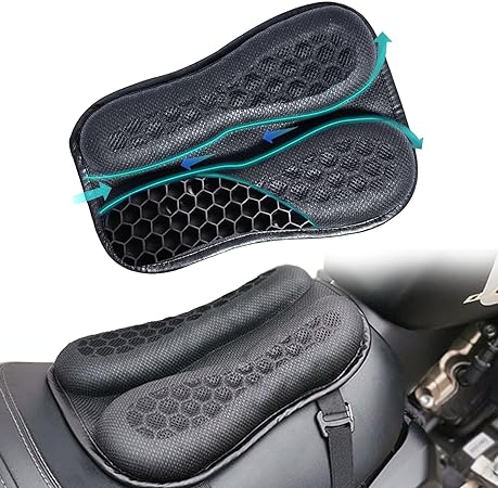 FQMY Universal Motorcycle Seat Cushion, High Elasticity Gel 3D Honeycomb, Breathable Shock Absorption Motorcycle seat Cover, Motorcycle Gel Seat Pad for Comfortable Long Rides