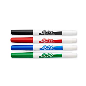 EXPO Original Dry Erase Markers, Fine Tip, Assorted Colors, 4-Count
