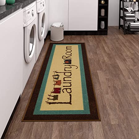 Ottomanson Laundry Collection Area Rug, 20"X59", Brown Bordered