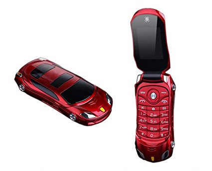Sports Car Model F15 Mini Flip Phone Dual SIM Card MP3 Backup Phone Best For Kids Students (Red)